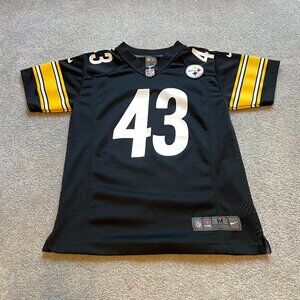 Pittsburgh Steelers Jersey Kids Medium Black Troy Polamalu On Field Nike Youth